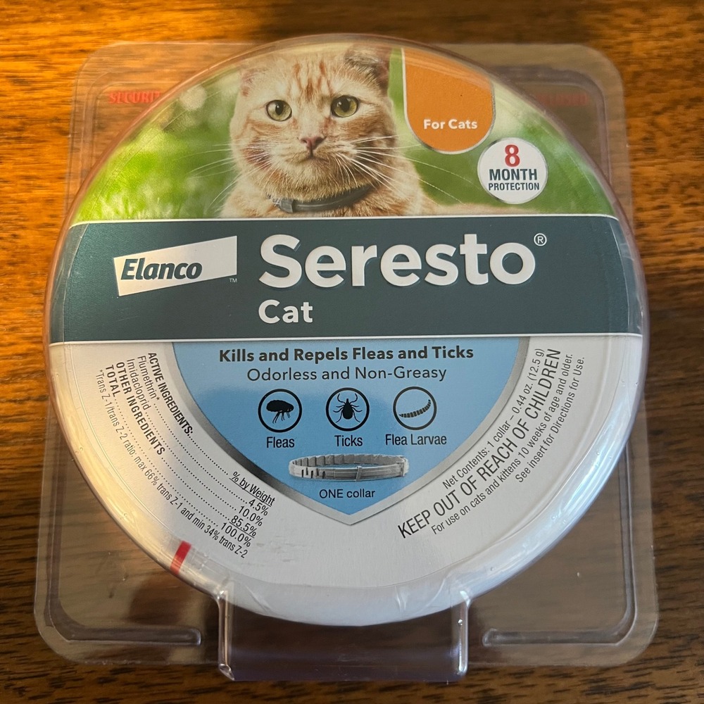 Elanco Seresto Cat Flea and Tick Collar 8 Month Protection Grey New NIB
